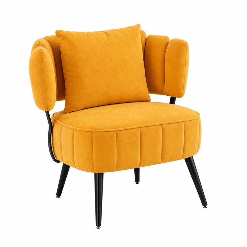 GOODSILO Compact tub accent armchair with pocket coil support, soft chenille upholstery, ideal for small spaces and reading nooks image number 0