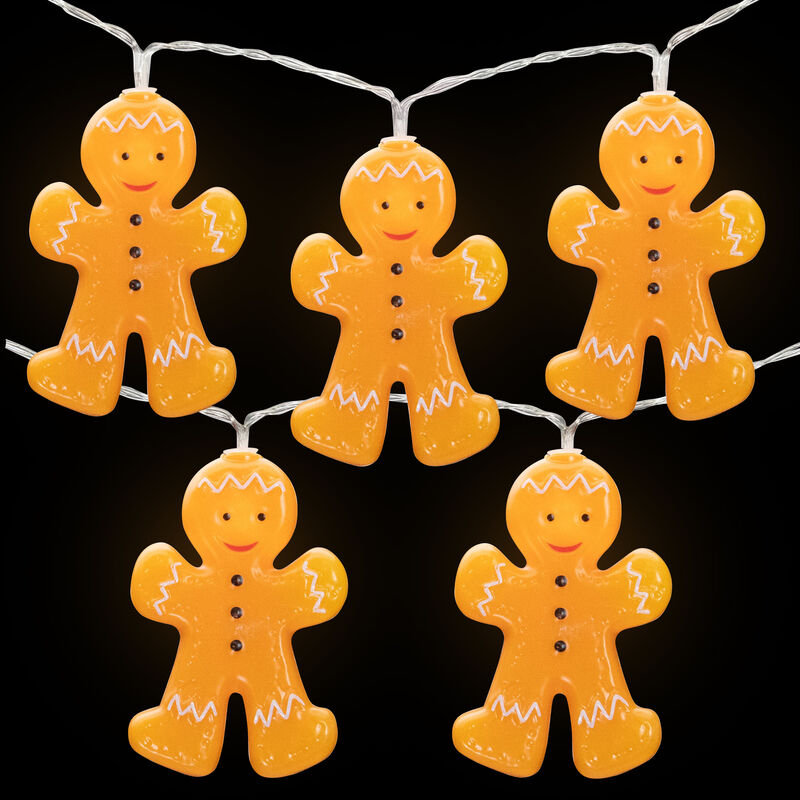 10-Count LED Orange Gingerbread Men Christmas Fairy Lights  4ft  Copper Wire image number 2