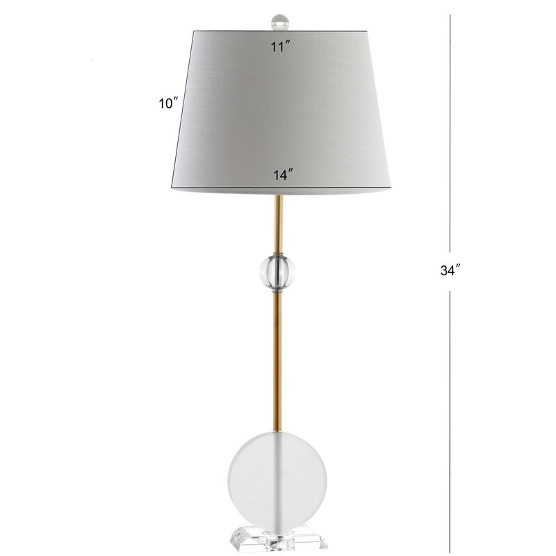 Spencer 34" Crystal/Metal LED Table Lamp, Brass (Set of 2)