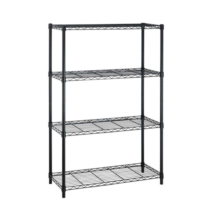 QuikFurn Heavy Duty 4-Shelf Metal Shelving Unit in Black Steel Finish