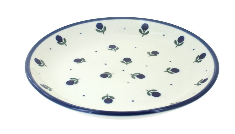 Blue Rose Polish Pottery Day Lily Bouquet Dessert Plate