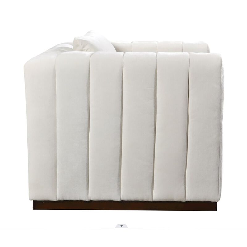 Mid-Century Modern Upton Lounge Chair in Ivory with 1 Toss Pillow