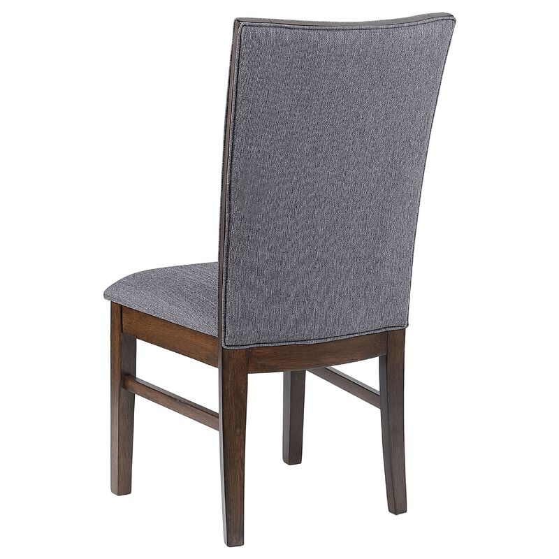 Sher Side Dining Chair Set of 2, Foam Fill Gray Fabric Seat, Brown Wood image number 5