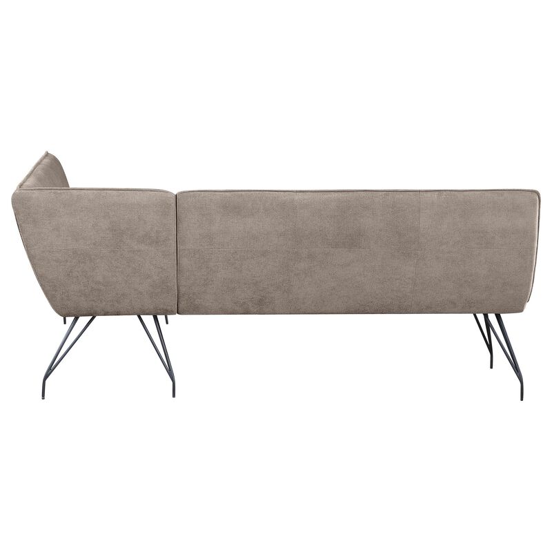 Donne Corner Dining Bench L Shape, Taupe Brown, Metal Legs, 84 Inch - Benzara