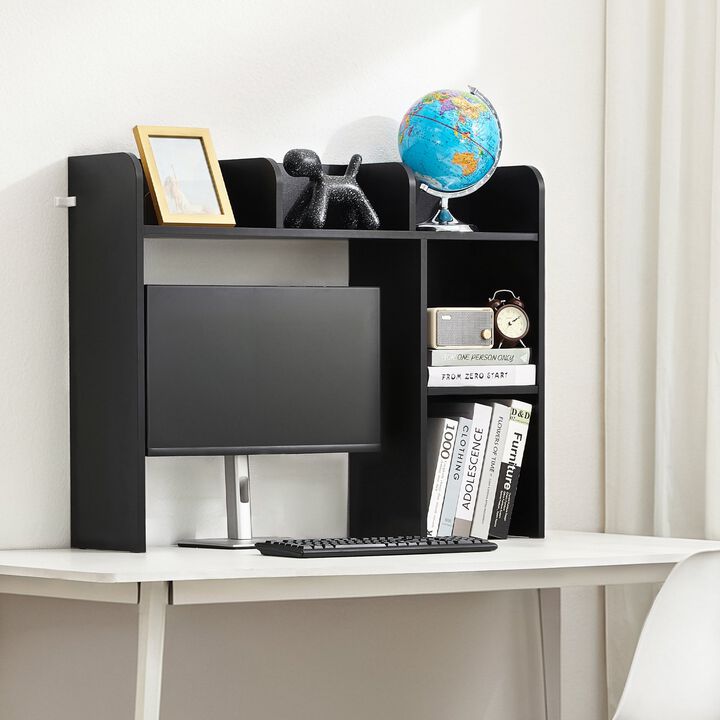 2-Tier Desktop Bookshelf Wood Organizer with Display Shelf for Office