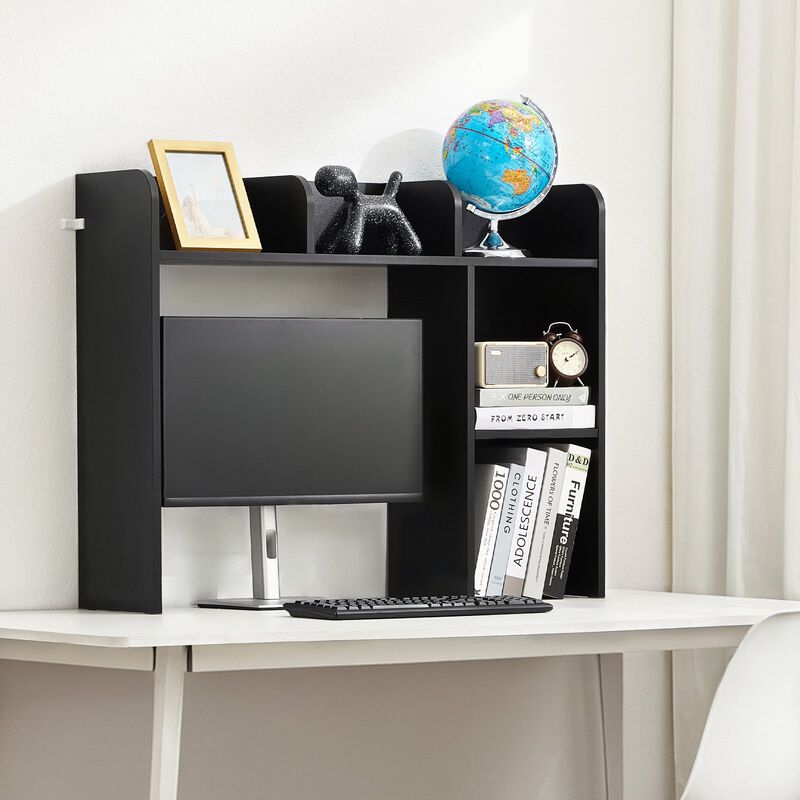 2-Tier Desktop Bookshelf Wood Organizer with Display Shelf for Office image number 1