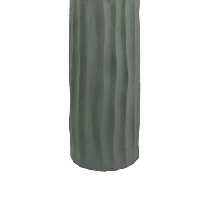 Decorative Accent Vase, Sleek Cactus Design, 30 Inch Green Ceramic