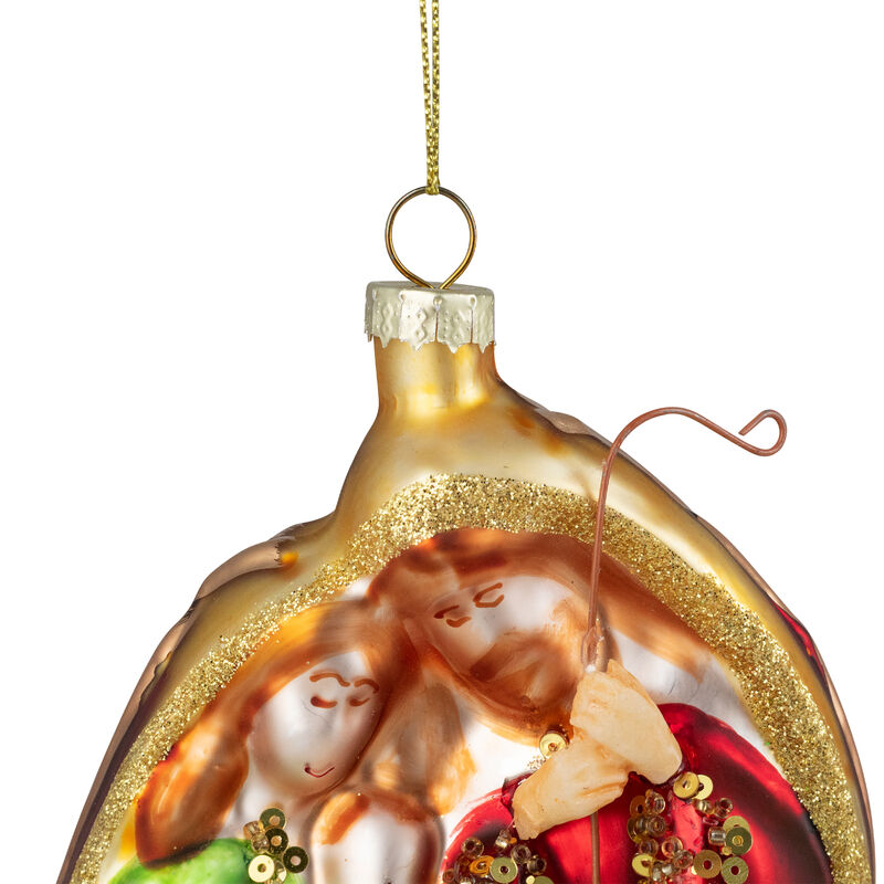 6" Religious Holy Family Glass Nativity Christmas Ornament image number 5