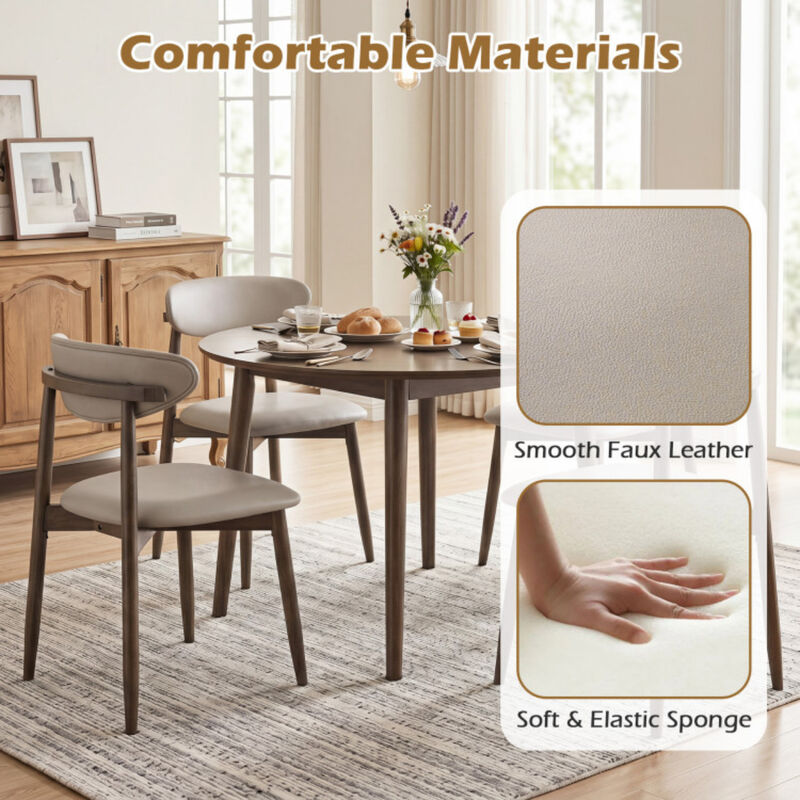 4 Pack Modern Wooden Dining Chairs with Upholstered Curved Backrest image number 5