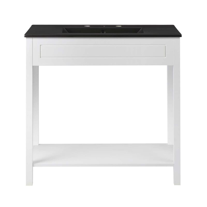 Modway Altura 36" MDF Ceramic and Particleboard Bathroom Vanity in Gray/Black image number 4