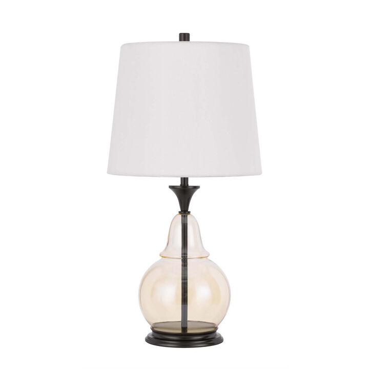 Hivvago 28" Clear Metal Table Lamp With White Empire Shade