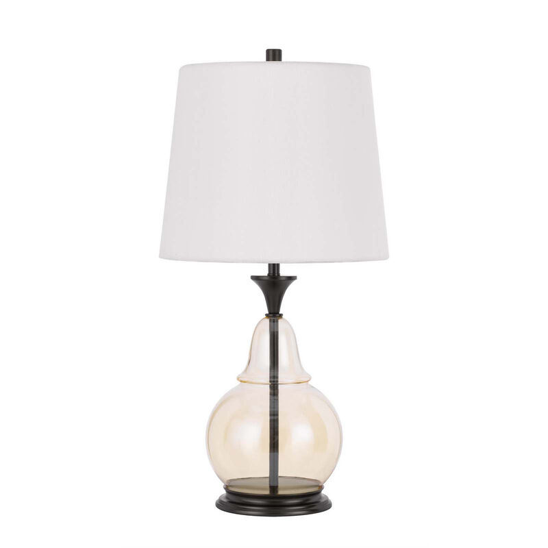 Hivvago 28" Clear Metal Table Lamp With White Empire Shade