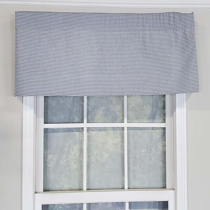 RLF Home Tailored Stylish Classic Small Check Croswell Window Valance 3" Rod Pocket 50" X 14" Blue