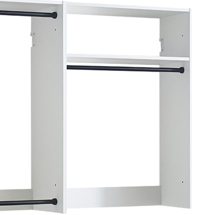 Vedz Wall Mount Closet Set, 1 Shelf, 5 Hanging Rods, White Melamine