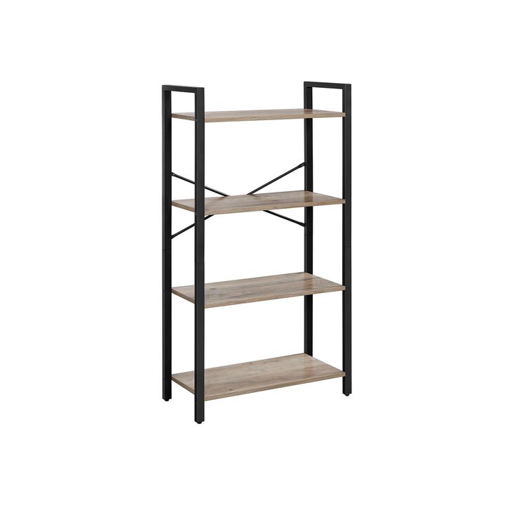 BreeBe 4-Tier Bookcase with Steel Frame