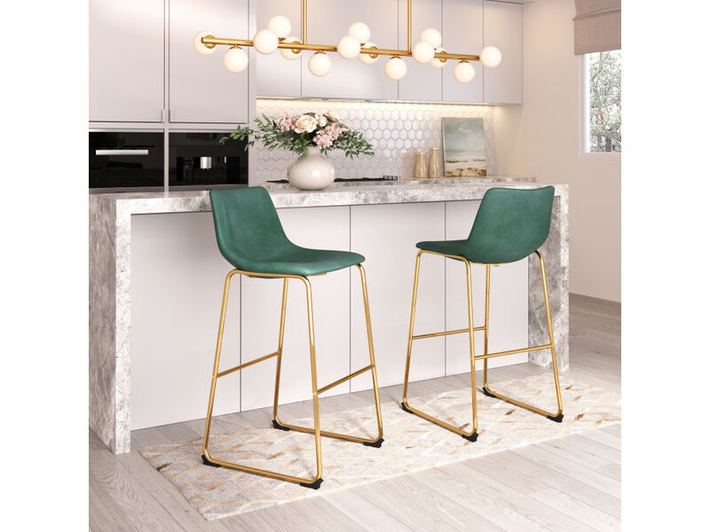 Augusta Barstool (Set of 2) Green & Gold