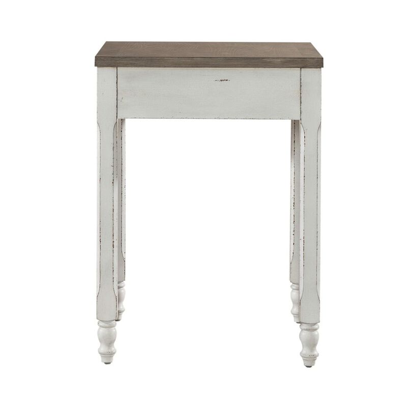 Liberty Furniture Corner Filler Table European Traditional  - Antique White & Weathered Bark image number 2