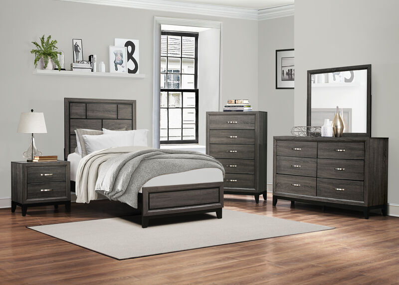 Streamdale Gray Contemporary Chest of Drawers with Polished Chrome Pulls