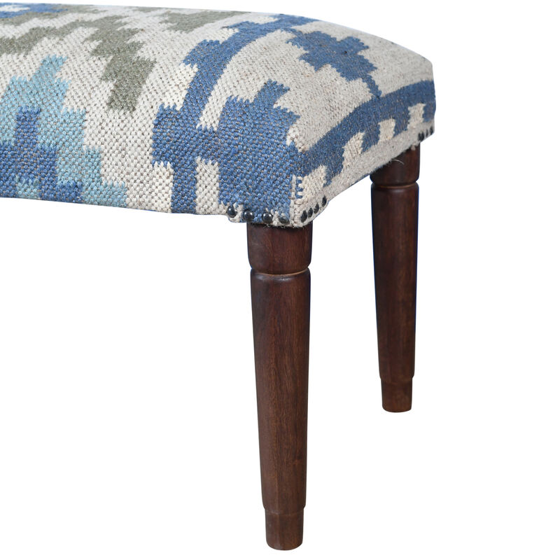 Elaris Geometric Jute and Wool  Upholstered Accent Bench image number 5