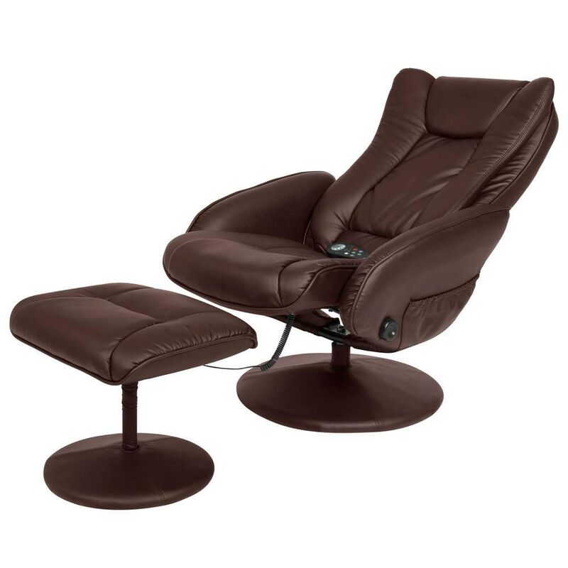 Sturdy Faux Leather Electric Massage Recliner Chair w/ Ottoman