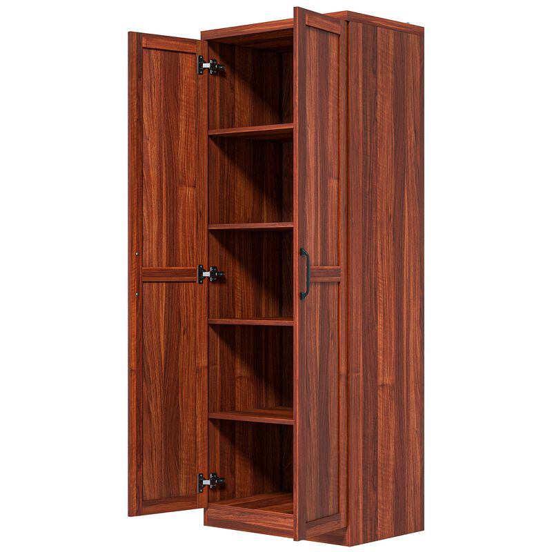 63" Kitchen Pantry Storage Cabinet with Doors and Shelves, Tall Kitchen Cabinet with 2 Doors and 5-tier Shelving