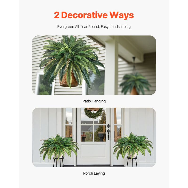 Large Artificial Fern Plant with Natural Spread, Hanging Faux Greenery for Indoor Outdoor Decoration image number 3