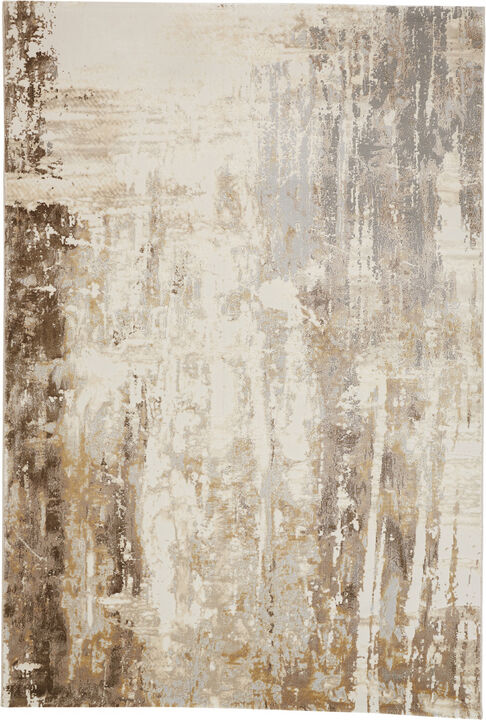4 X 6 Tan Ivory And gray Abstract Area Rug