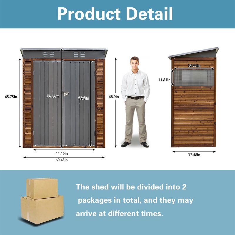 Mondawe 3x5FT Outdoor Cedarwood Storage Shed,Ventilation & Drainage Multifunctional Tool Shed image number 4