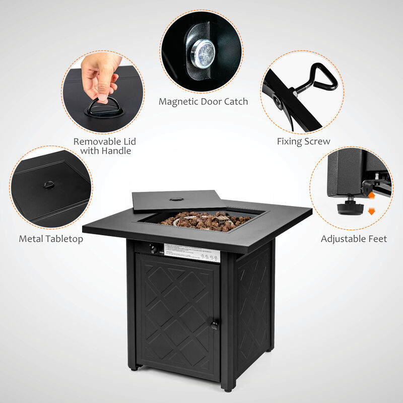 7 Pieces Patio Furniture Set with 28 Inches 50000 BTU Propane Gas Fire Pit Table