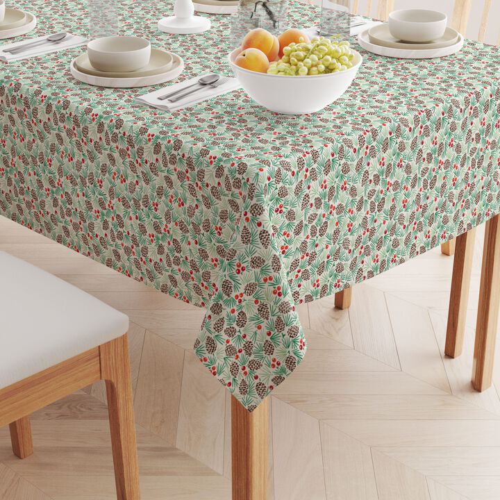 Fabric Textile Products, Inc. Round Tablecloth, 100% Polyester, Holiday Foliage & Berries.
