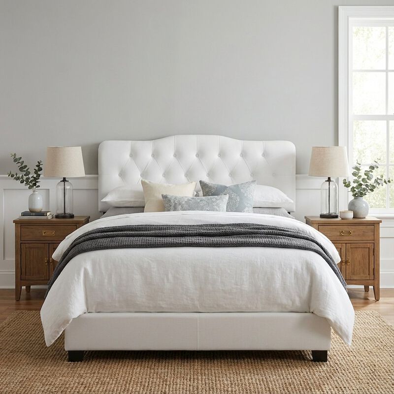 Upholstered Vinyl King Headboard with Durable Finish and Contemporary Design image number 4