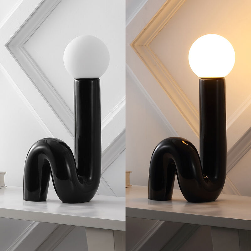 Katya 18" Scandinavian Minimalist Ceramic Spiral Tube LED Table Lamp