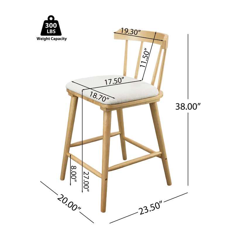 Christopher Knight Home Lilia Modern Rubberwood Upholstered Counter Stools with Curved Open Backrest (Set of 2) image number 2