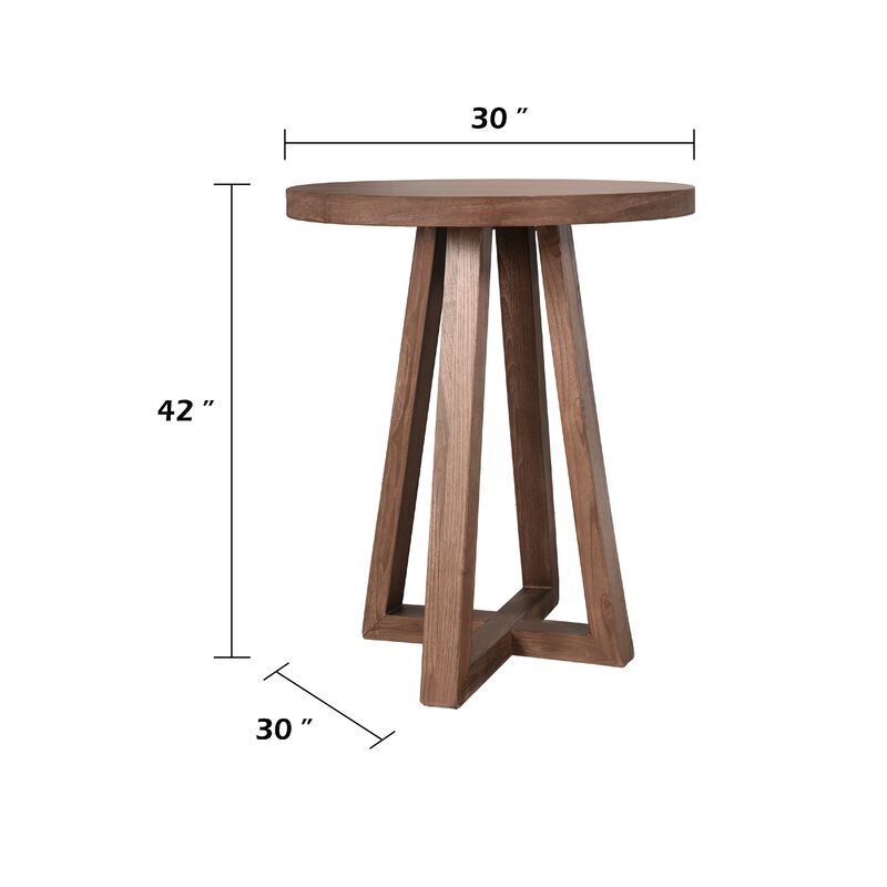 Mika Dining Pub Table, 30 Inch Round Top with Cross Base, Wheat Brown image number 7