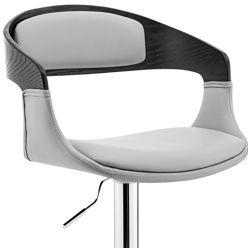 Hivvago 24 Inch Gray And Silver Iron Swivel Low Back Adjustable Height Bar Chair