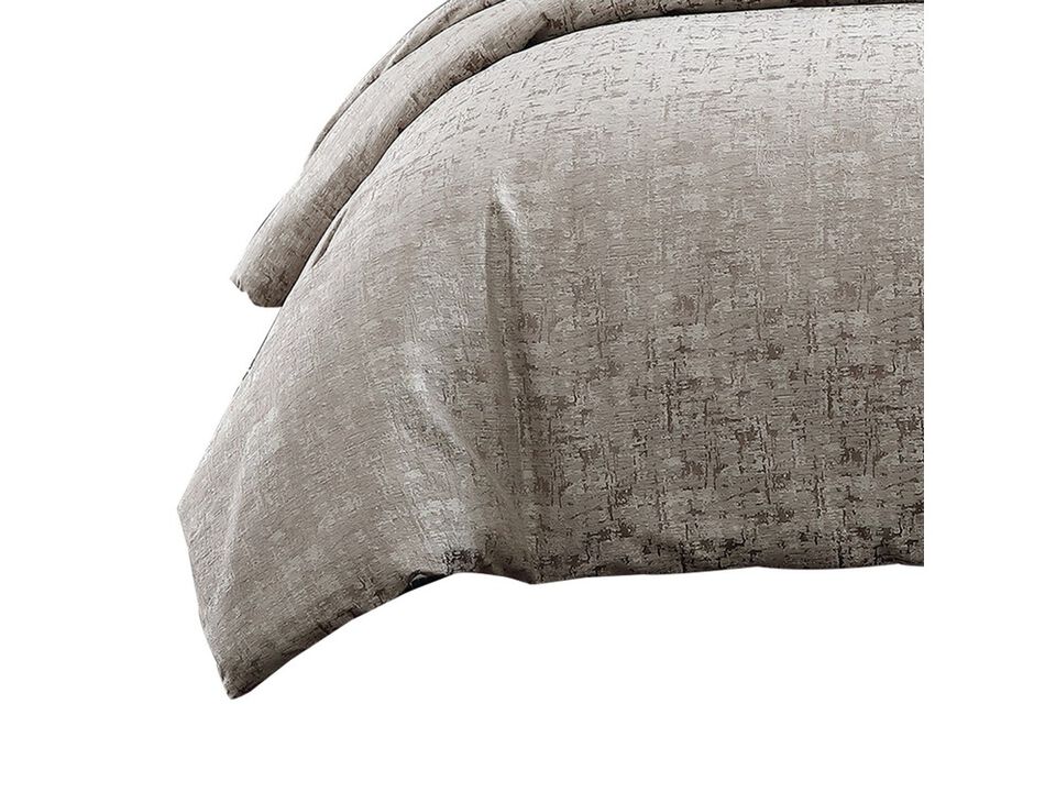 9 Piece Queen Polyester Comforter Set with Jacquard Print, Gray - Benzara