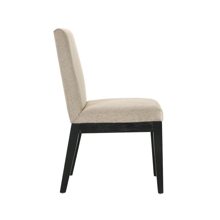 Simple Relax Set of 2 Fabric Upholstered Dining Side Chairs in Beige and Ebony Black