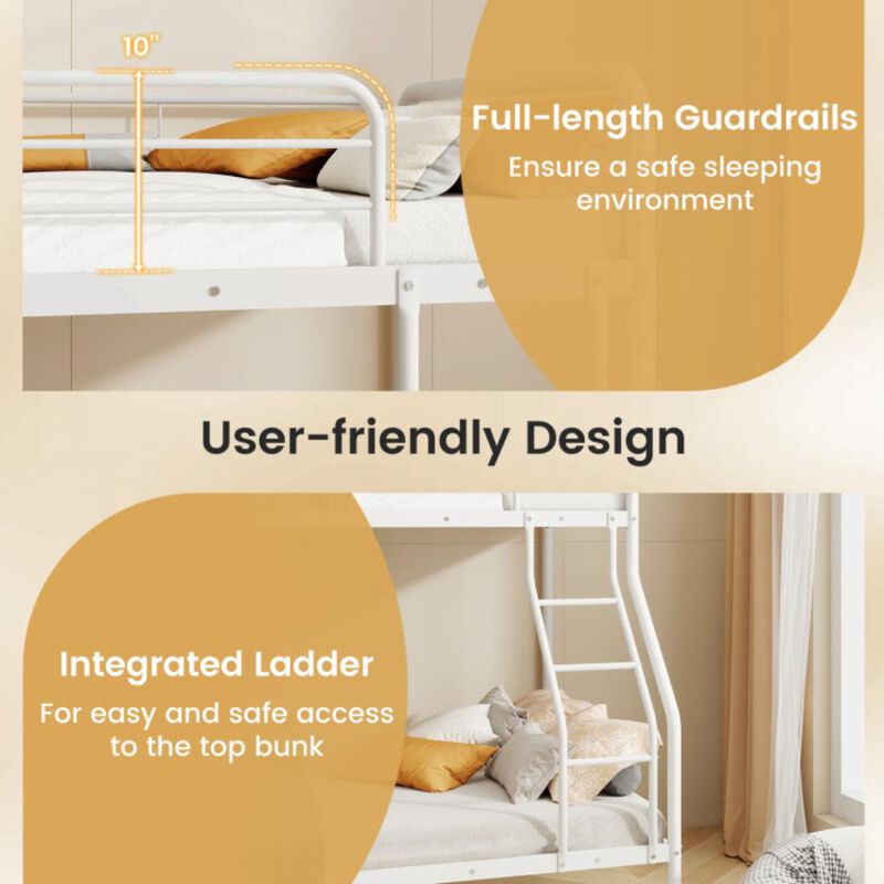 Hivvago Twin Over Full Bunk Bed with Ladder and Full-length Guardrails