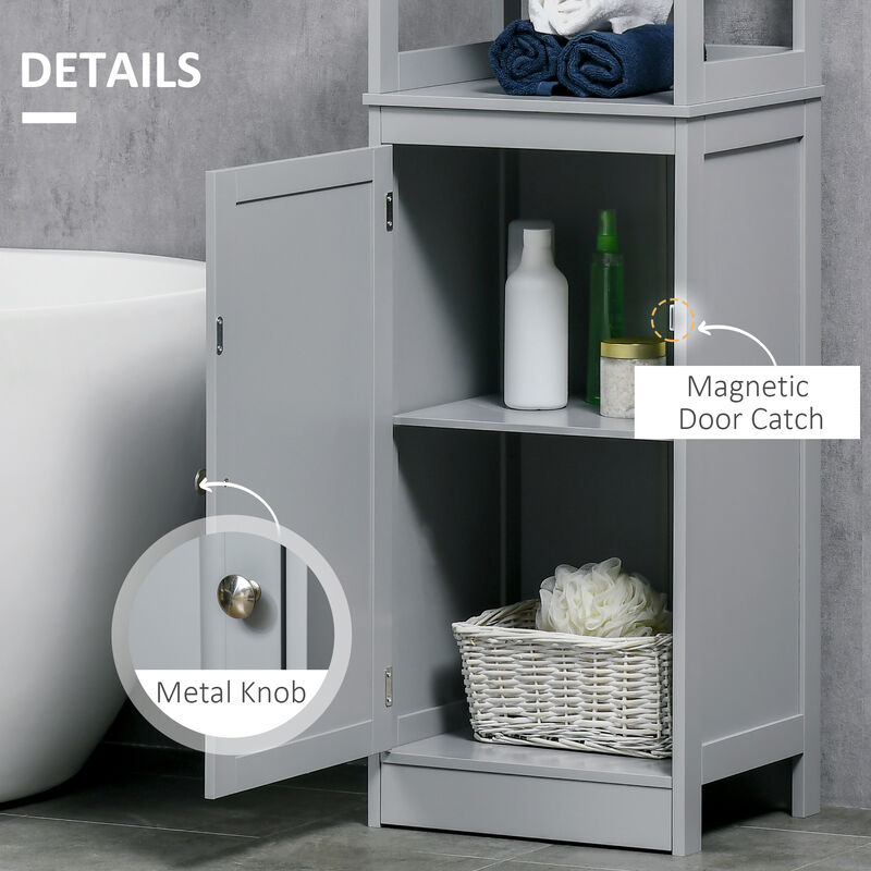 Restroom High Cupboard For Easy Organization w/5 Total Counter Shelving & Doors