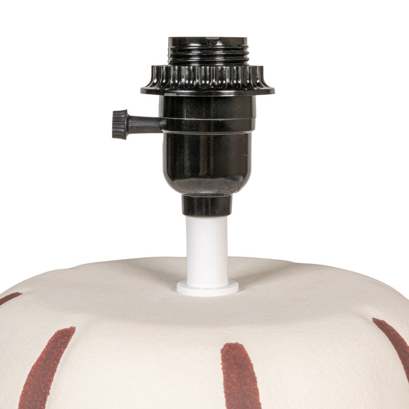 Stoneware Table Lamp with Hand-Painted Stripes and Linen Shade image number 4