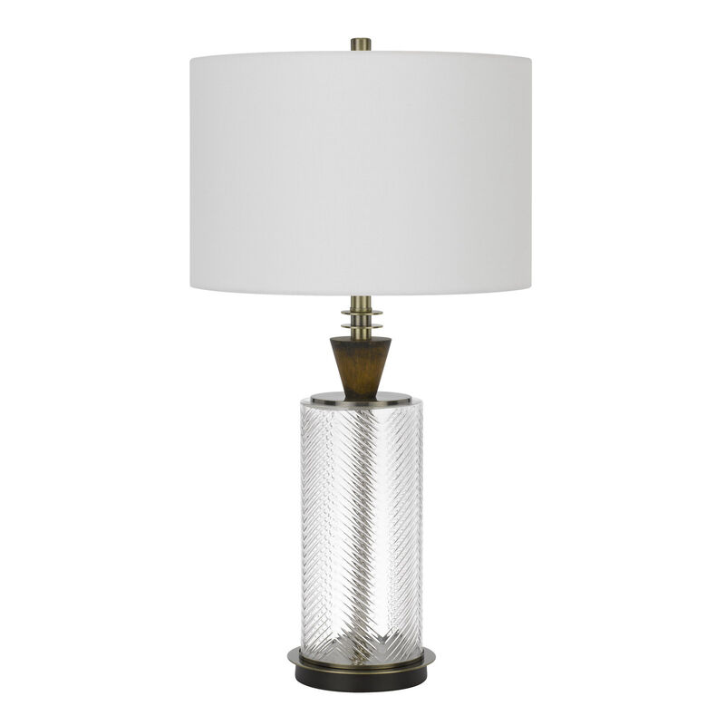 Hivvago 30" Clear Metal Table Lamp With White Empire Shade