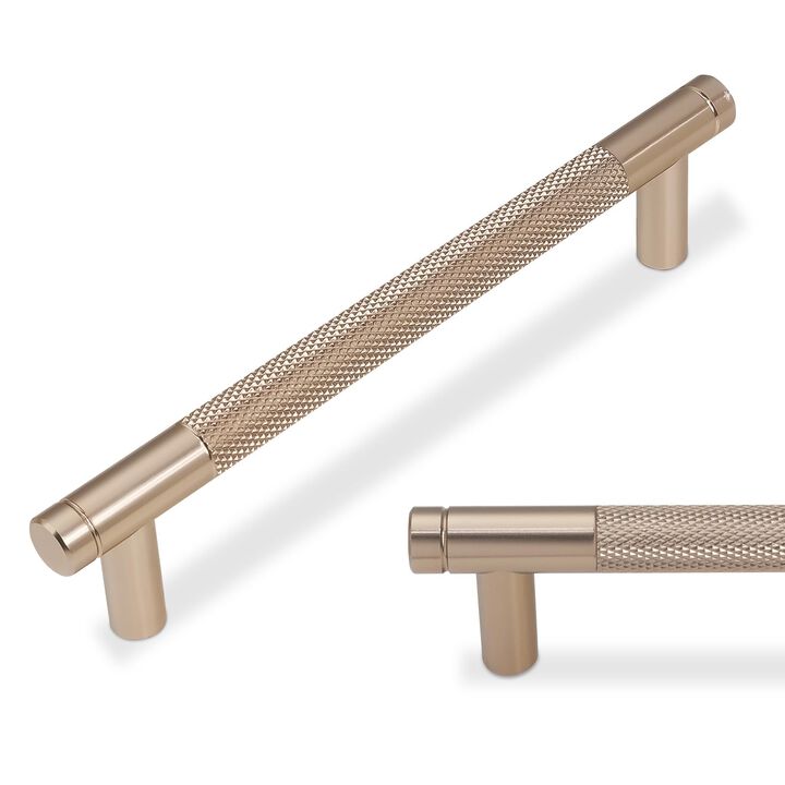 BUKOBYHE 30 Pack 5 Inch Champagne Bronze Kitchen Cabinet Handles Knurled Cabinet Pulls Drawer Pulls Cabinet Hardware