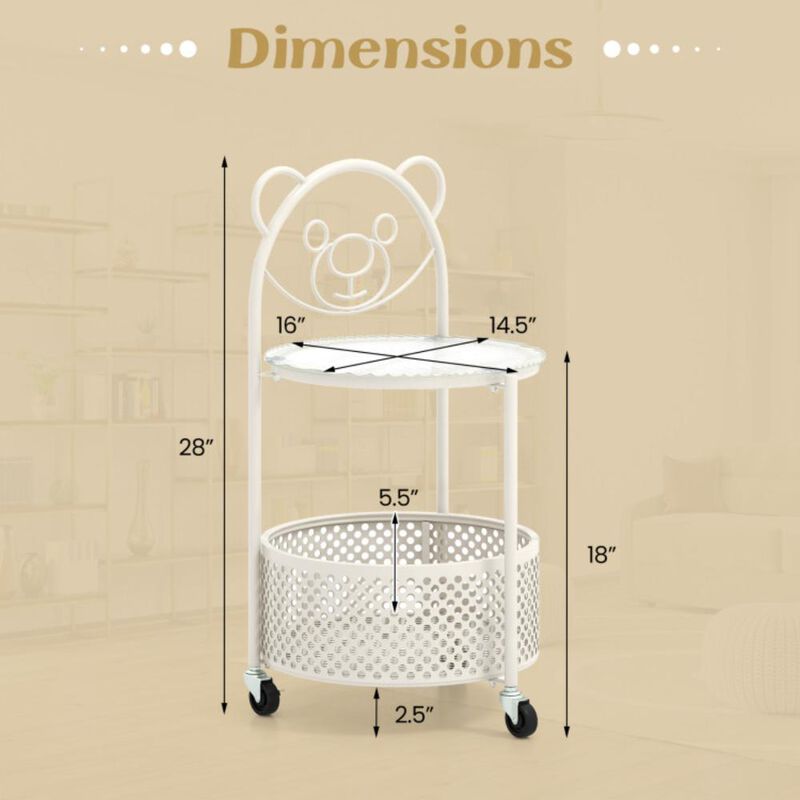 Hivvago Modern Sofa Side Table on Lockable Wheels for Living Room Bedroom Study