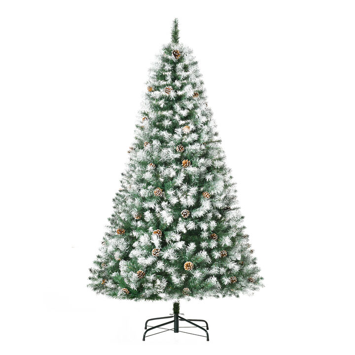 6' Artificial Flocked Christmas Tree Holiday Home Xmas Decoration w/ Pine Cone