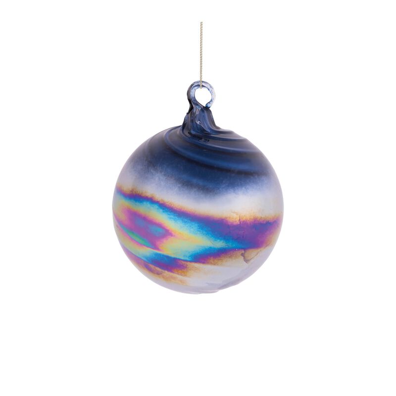 Set of 12 Iridescent Glass Ornaments &ndash; Swirl Patterned Christmas Tree Decorations for Elegant & Contemporary Holiday Styling