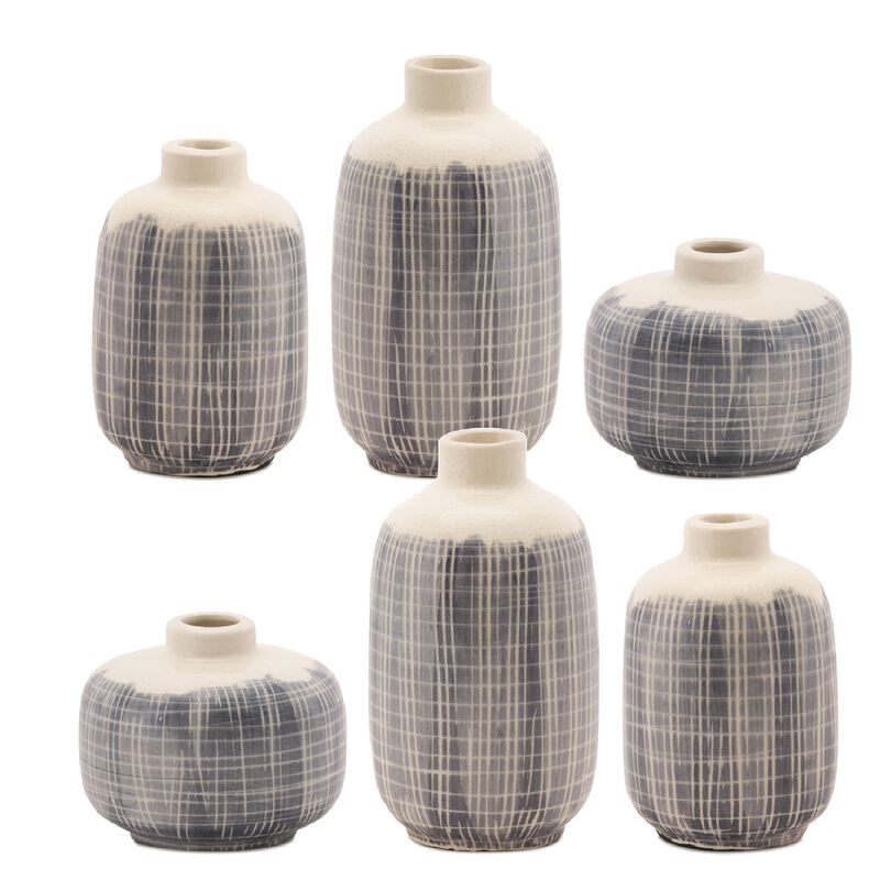 Set of 6 Mini Ceramic Vases for Home Decor