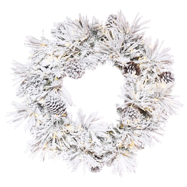 Vickerman 30" Flocked Atka Pine Wreath 3mm 200WW