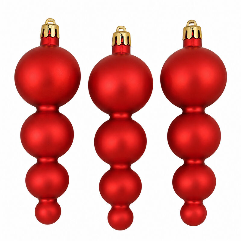 6ct Red Hot Shatterproof 2-Finish Christmas Ornaments 5.75" image number 4