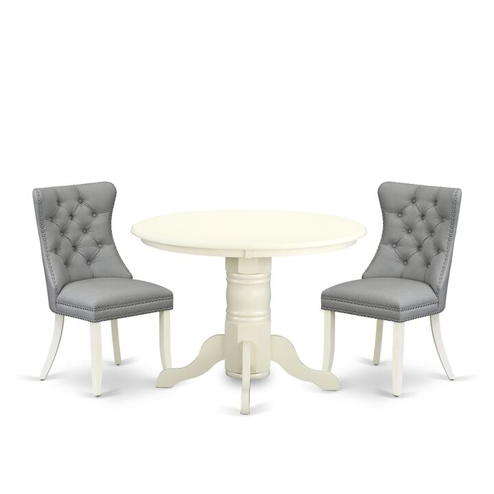 3 Piece Dinette Set Consists of a Round Kitchen Table with Pedestal