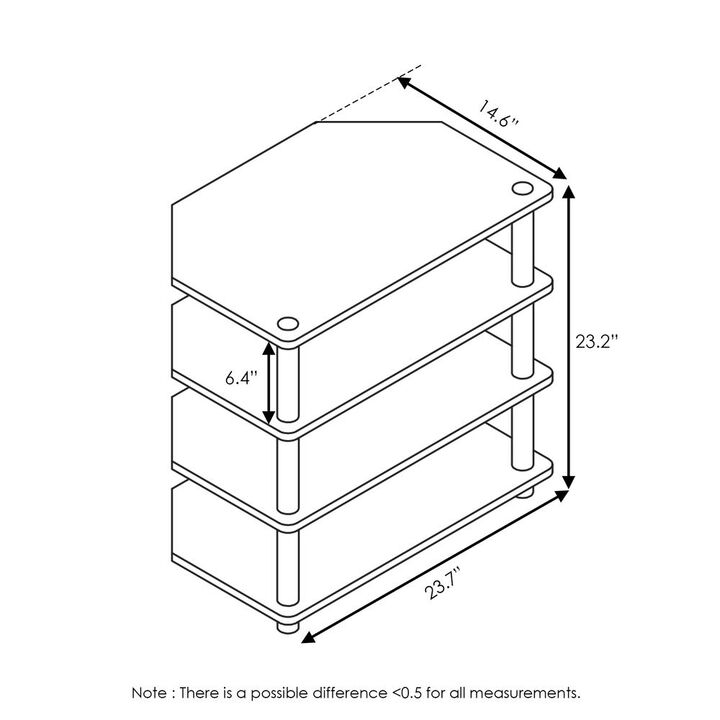 Furinno Turn-N-Tube Easy Assembly 4-Tier Petite TV Stand, French Oak Grey/Black
